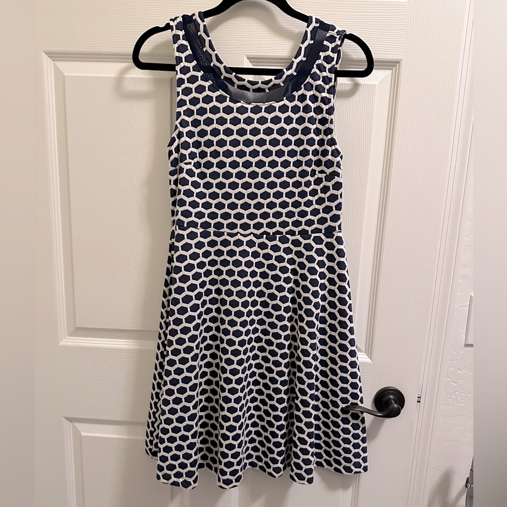 Pixley navy and white textured knit dress size medium